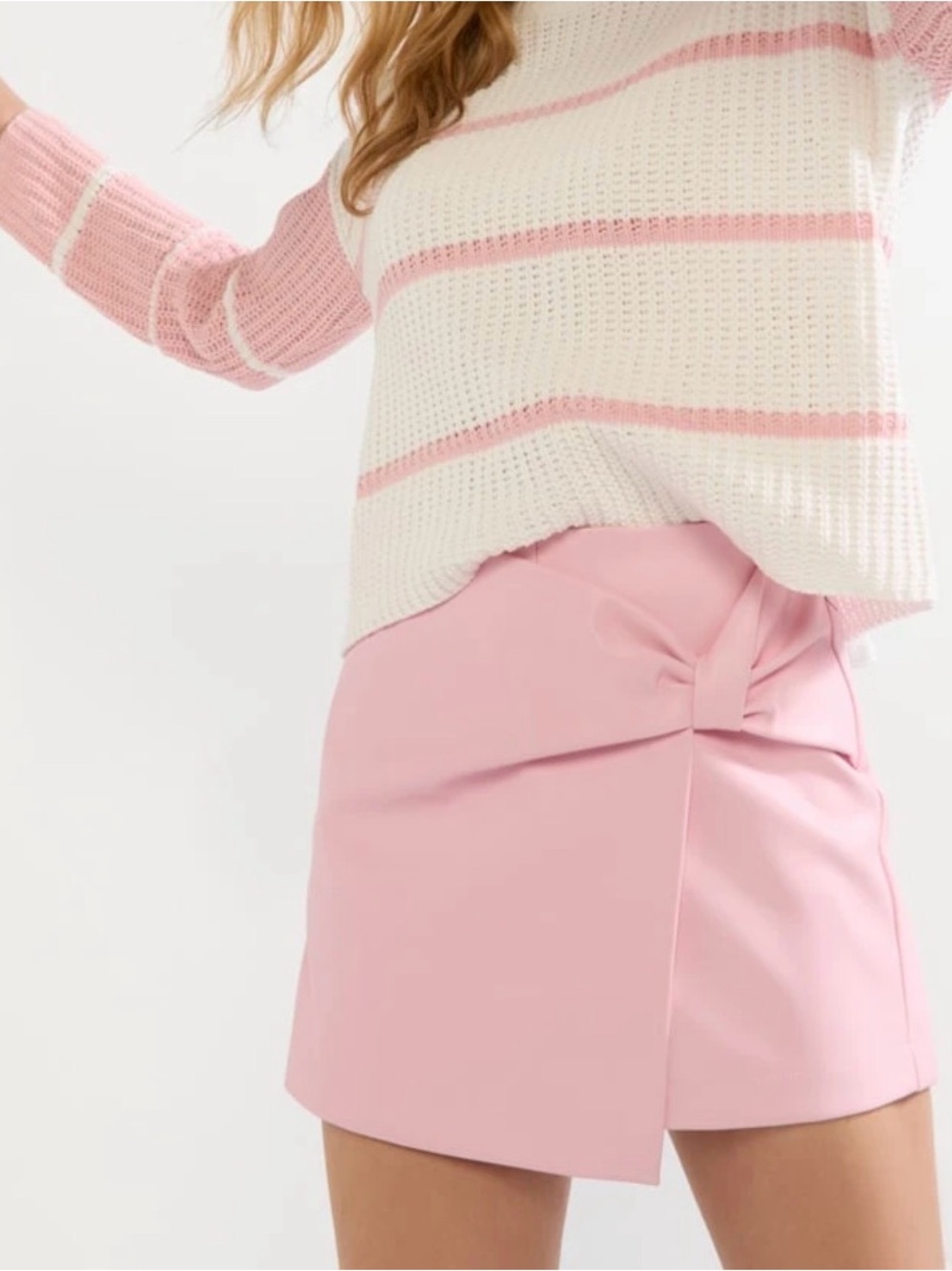 Francesca's Collections Light Pink Wrap Skort with Side Bow